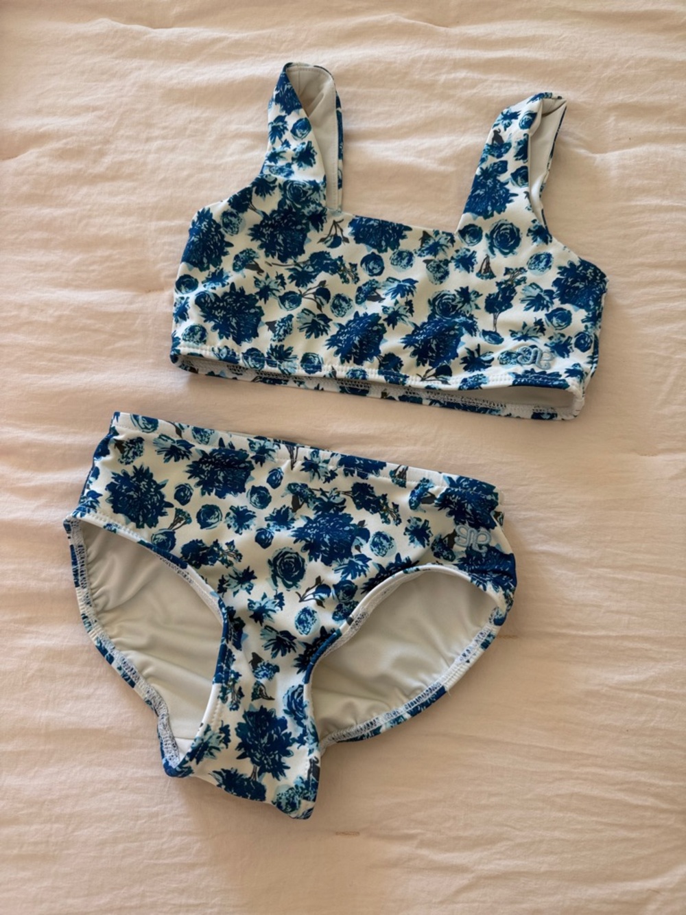 Albion White and Blue Floral Girls Bikini Set